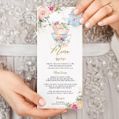 Elegant Blush Floral High Tea Baby shower Menu