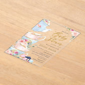 Elegant Blush Floral High Tea Party Baby shower Acryl Uitnodigingen (Laagn)
