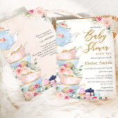 Elegant Blush Floral High Tea Party Baby shower Kaart