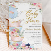 Elegant Blush Floral High Tea Party Baby shower Kaart