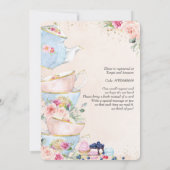 Elegant Blush Floral High Tea Party Baby shower Kaart (Achterkant)
