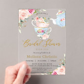 Elegant Blush Floral High Tea Party Vrijgezellenfe Acryl Uitnodigingen (Insitu (Draagbaar))
