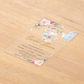 Elegant Blush Floral High Tea Party Vrijgezellenfe Acryl Uitnodigingen (Laagn)
