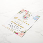Elegant Blush Floral High Tea Party Vrijgezellenfe Folie Uitnodiging (Gedraaid)