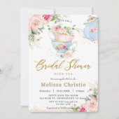 Elegant Blush Floral High Tea Party Vrijgezellenfe Kaart (Voorkant)