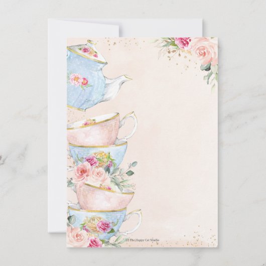 Elegant Blush Floral High Tea Party Vrijgezellenfe Save The Date (Achterkant)