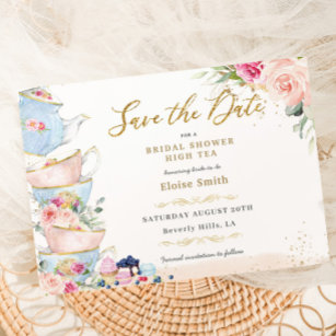 Elegant Blush Floral High Tea Party Vrijgezellenfe Save The Date