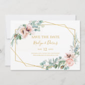 Elegant Blush Floral | Horizontaal foto's opslaan  Save The Date (Voorkant)