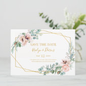 Elegant Blush Floral | Horizontale sparen de Datum Save The Date (Staand voorkant)