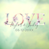Elegant Blush Floral Love Personalized Wedding Raamsticker (Vel 3)