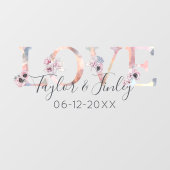 Elegant Blush Floral Love Personalized Wedding Raamsticker (Vel)