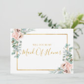 Elegant Blush Floral | Maid of Honor proposal card Kaart (Staand voorkant)