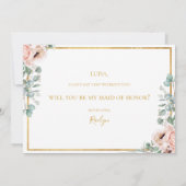 Elegant Blush Floral | Maid of Honor proposal card Kaart (Achterkant)