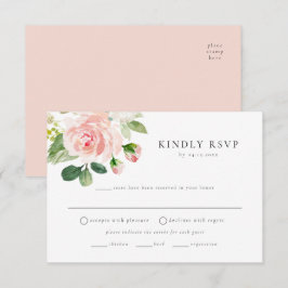 Elegant Blush Floral Meal Choice RSVP Briefkaart