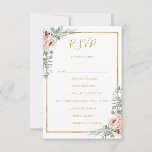 Elegant Blush Floral   Menu Choice RSVP-kaart