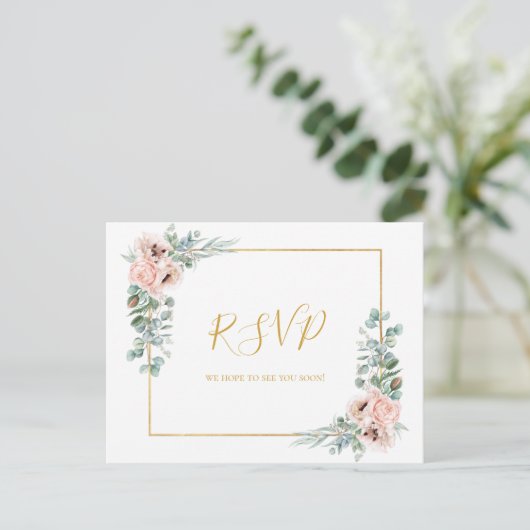 Elegant Blush Floral | Menu Choice RSVP-kaart (Staand voorkant)