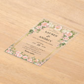 Elegant Blush Floral Modern Wedding Acryl Uitnodigingen (Laagn)