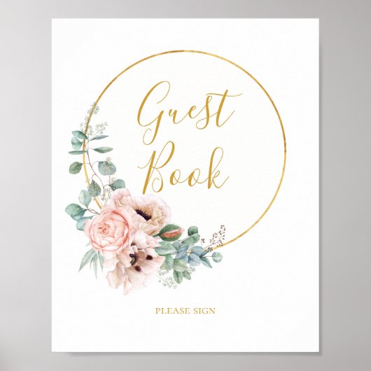 Elegant Blush Floral | Ondertekening van het gastb Poster (Voorkant)