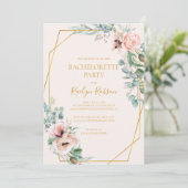 Elegant Blush Floral | Pastel Bachelorette Party Kaart (Staand voorkant)