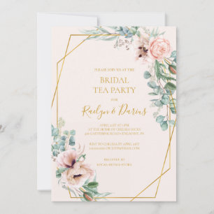 Elegant Blush Floral   Pastel Bridal Tea Party Kaart