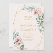 Elegant Blush Floral Pastel Elopement Aankondiging (Voorkant)
