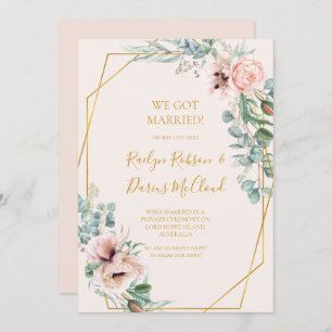 Elegant Blush Floral Pastel Elopement Aankondiging