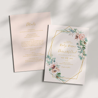 Elegant Blush Floral | Pastel in één bruiloft Kaart