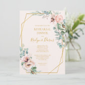 Elegant Blush Floral | Pastel Rehearsal Dinner Kaart (Staand voorkant)