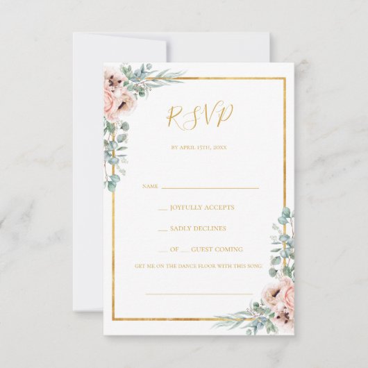 Elegant Blush Floral Pastel Song Request RSVP Card (Voorkant)