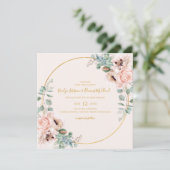 Elegant Blush Floral | Pastel Square Weddenschap Kaart (Staand voorkant)