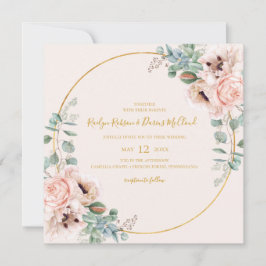 Elegant Blush Floral | Pastel Square Weddenschap Kaart
