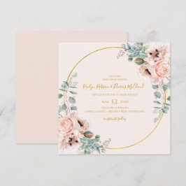 Elegant Blush Floral | Pastel Square Weddenschap Kaart