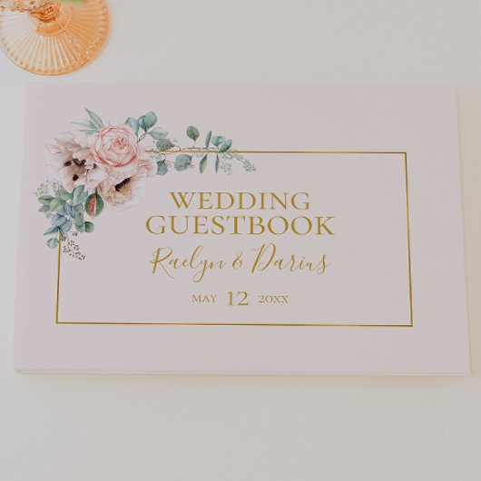 Elegant Blush Floral | Pastel Weddenschap Gastenboek