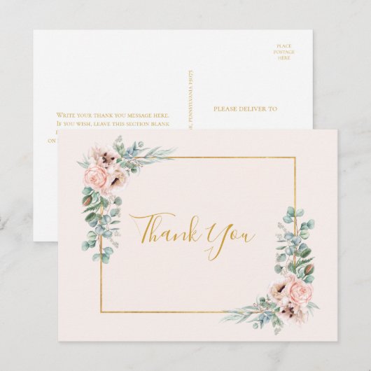 Elegant Blush Floral | Pastel Weddenschap Hartelij Briefkaart (Voorkant / Achterkant)