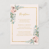 Elegant Blush Floral Pastel Wedding Reception Card Informatiekaartje (Voorkant)