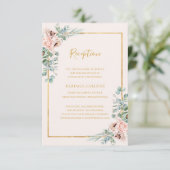 Elegant Blush Floral Pastel Wedding Reception Card Informatiekaartje (Staand voorkant)