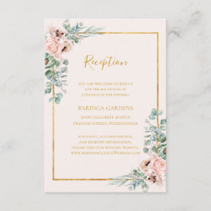 Elegant Blush Floral Pastel Wedding Reception Card Informatiekaartje