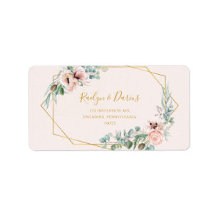 Elegant Blush Floral   Pastel Wedding RSVP-adres Etiket