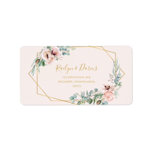 Elegant Blush Floral | Pastel Wedding RSVP-adres Etiket (Voorkant)