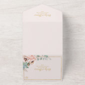 Elegant Blush Floral | Pastel-zegel en -verzending All In One Uitnodiging (Buitenkant)
