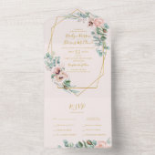 Elegant Blush Floral | Pastel-zegel en -verzending All In One Uitnodiging (Binnen)