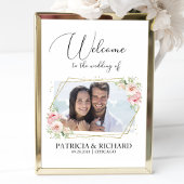 Elegant Blush Floral Photo Weddenschap Welkomsttek Poster