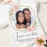 Elegant Blush Floral Photo Wedding Save the Date Magneet<br><div class="desc">Elegant Blush Floral Photo Weddenschap Save the Date Magnet</div>