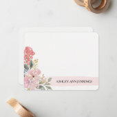 Elegant Blush Floral Pink Personalized Notitiekaartje (Voorkant / Achterkant in situ)