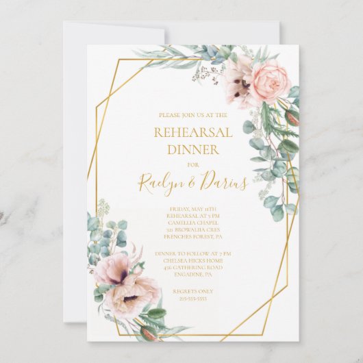 Elegant Blush Floral | Pleitzitting Kaart (Voorkant)