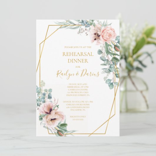 Elegant Blush Floral | Pleitzitting Kaart (Staand voorkant)