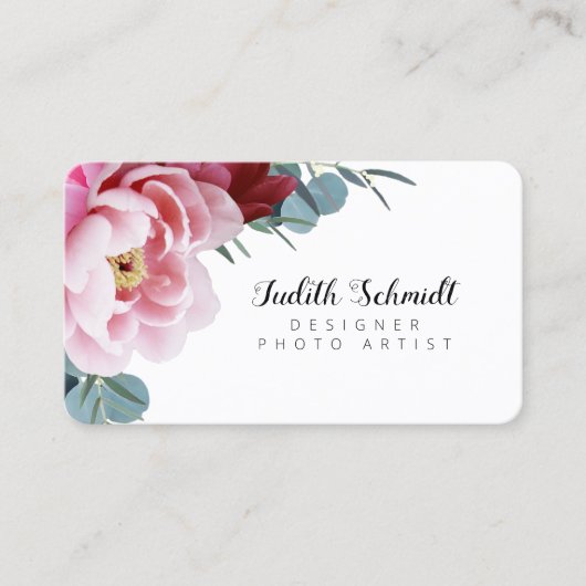 Elegant Blush Floral Professional Visitekaartje (Voorkant)