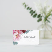 Elegant Blush Floral Professional Visitekaartje (Staand voorkant)