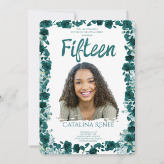 Elegant Blush Floral Quinceañera Invitation Kaart