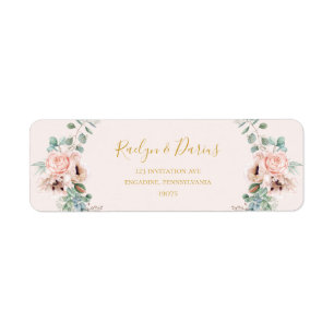 Elegant Blush Floral   Retouradreslabel voor pasta Etiket